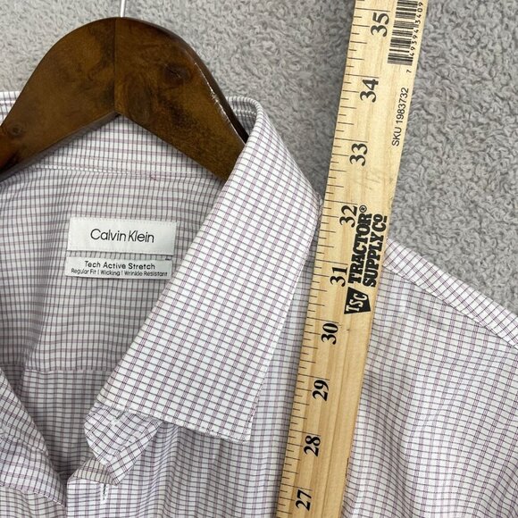 NEW Calvin Klein Men's XL Tech Active Stretch Dress Shirt Checkered Pattern - Picture 6 of 11
